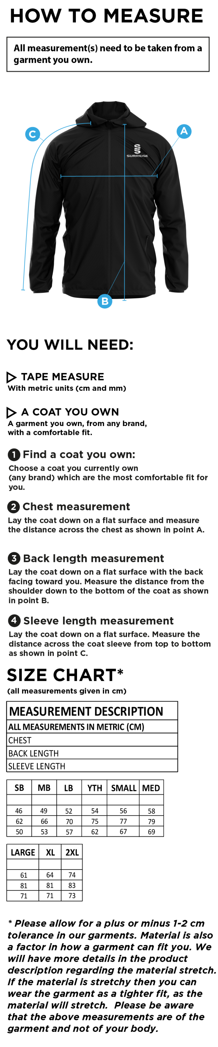 HOLCOMBE & BLUE BELL HILL CC Dual Elite 1/4 Zip Hoody / Rain Jacket : Navy - Size Guide